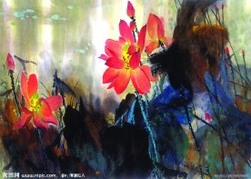 荷花水墨画