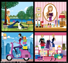 时尚美女 矢量人物