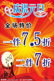 庆祝元旦打折海报
