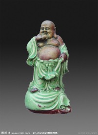 龙泉窑青釉立佛瓷塑