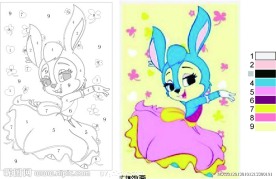 数字油画 蓝兔 图纸