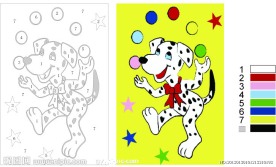 数字油画 斑点狗的表演 图纸