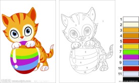 数字油画 小花猫 图纸