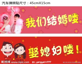 婚礼个性汽车车牌贴