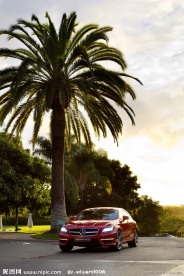 奔驰红色商务轿车