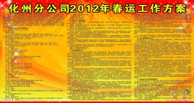2012年化州分公司春运工作方案
