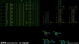 黄埔雅苑 地下二层至二层柱配筋图