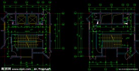 黄埔雅苑 标准层 顶层 机房层筒体放大平面