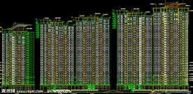 黄埔雅苑 组合平面南向展开立面图