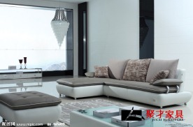 聚才家具真皮L沙发