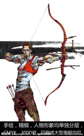手绘人物 射箭 运动员