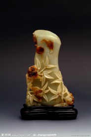 玉器 青白玉雕竹节