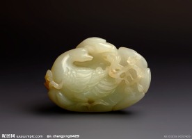 玉器 白玉鹅梅小摆件