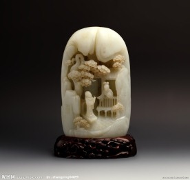 玉器 白玉人物山子