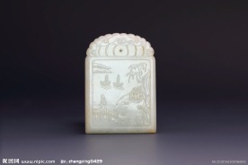 玉器 渔人钓鲤子冈牌