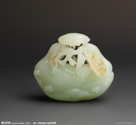 玉器 白玉衔芝鹅手把件