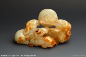 玉器 白玉三羊开泰小摆件