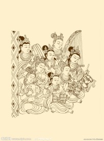 莫高窟154窟 中唐 报恩经变中的菩萨伎乐