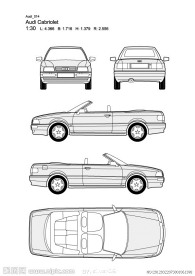 奥迪Cabriolet汽车线稿