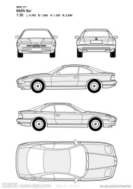 宝马8系 BMW 8er汽车线稿图片