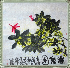 水墨画桂花图