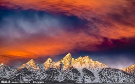 雪山 夕阳