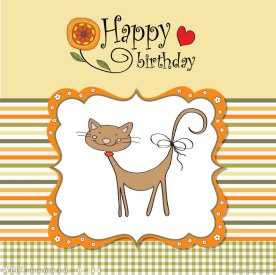 可爱小猫爱心生日卡片