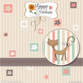 可爱小猫爱心生日卡片