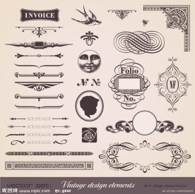 欧式花纹花边框装饰设计矢量