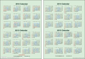 2012 2015年日历