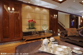 精装样板房客厅背景墙