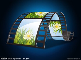 动感影带草地鲜花背景