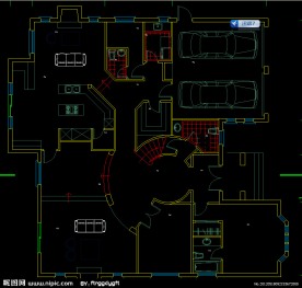 单体别墅首层平面