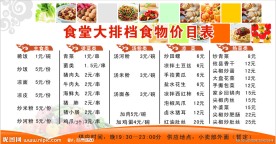 餐厅价目表