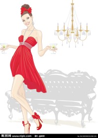 拿着两杯酒水的贵妇