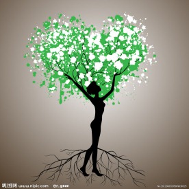 美女树花纹 墨迹爱心