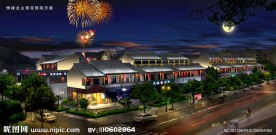 古建筑夜景效果图