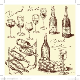 手绘葡萄酒素材