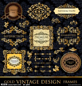 欧式花纹 金色花纹边框 标签