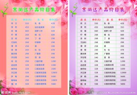 产品价目表