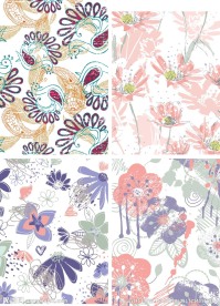 底纹 花朵 线条 面料印花