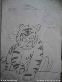 儿童画素描画老虎