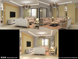 镜子墙纸元素客厅