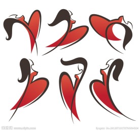 线条舞蹈美女花纹