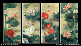 荷花国画