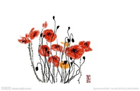 鲜花花朵水墨画