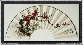 国画梅花 扇面 国画竹子