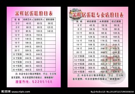 价目表