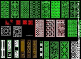 中式屏风隔断雕刻CAD图库