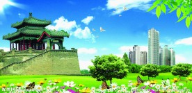 蓝天风景花朵丛台